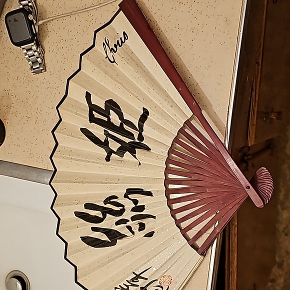 Vintage Large Ornamental Asian Decorative Folding Fan Hand Painted Fabric Wooden - Picture 1 of 5